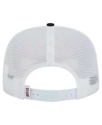 Men's White/Black Chicago Bulls Dip-Dye 9FIFTY A-Frame Trucker Snapback Hat