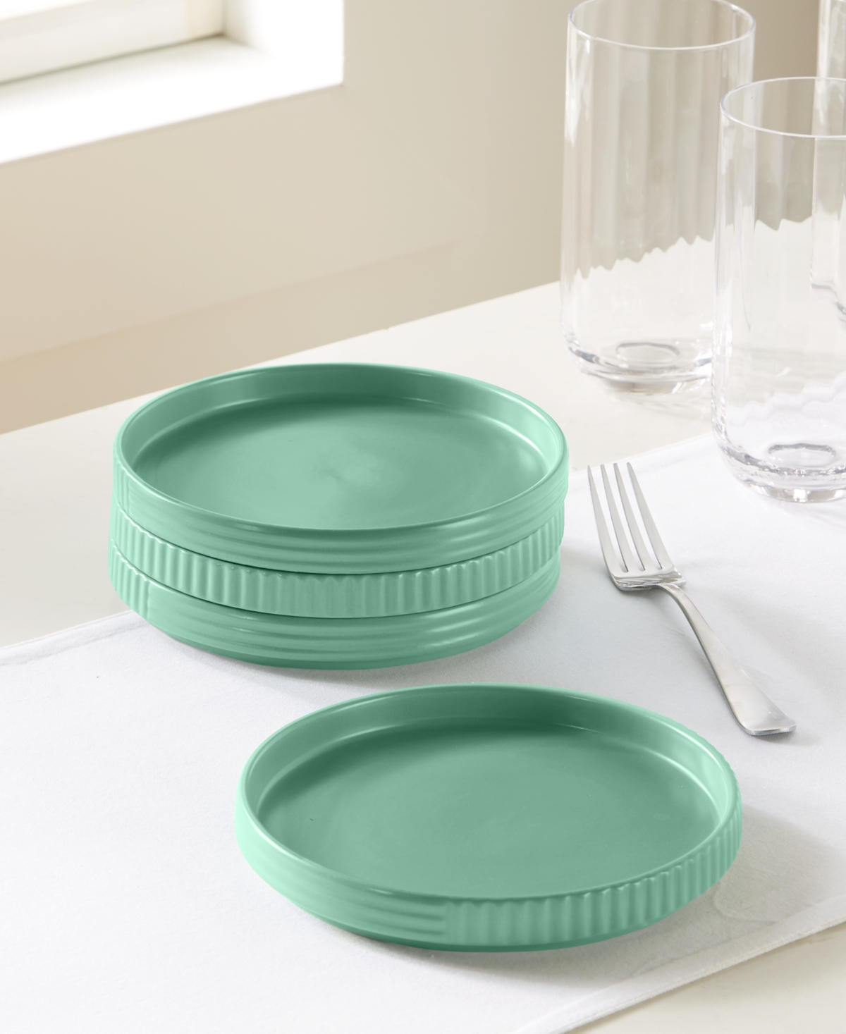 The Cellar Aaden Textured Appetizer Plates, Set Of 4, Exclusively At Macy's In Green