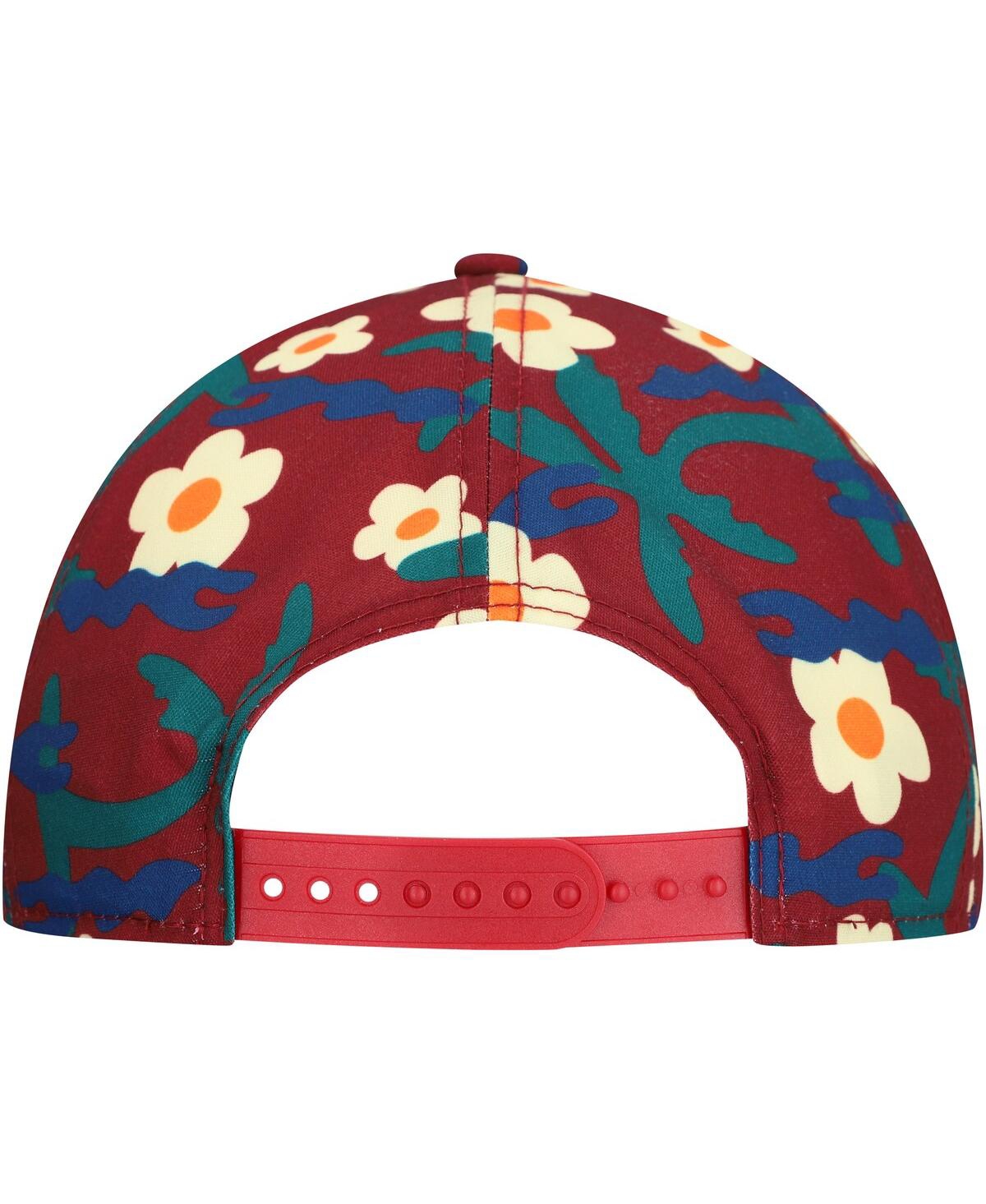 New Era Men's Crimson Chicago Bulls Vacation Floral Golfer Snapback Hat In Crimson