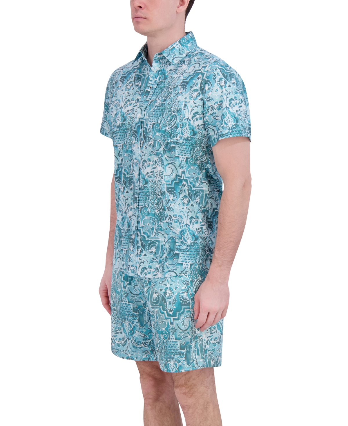 Robert Graham Men's Drew Floral Print Drawstring 7" Swim Trunks In Sage Damask