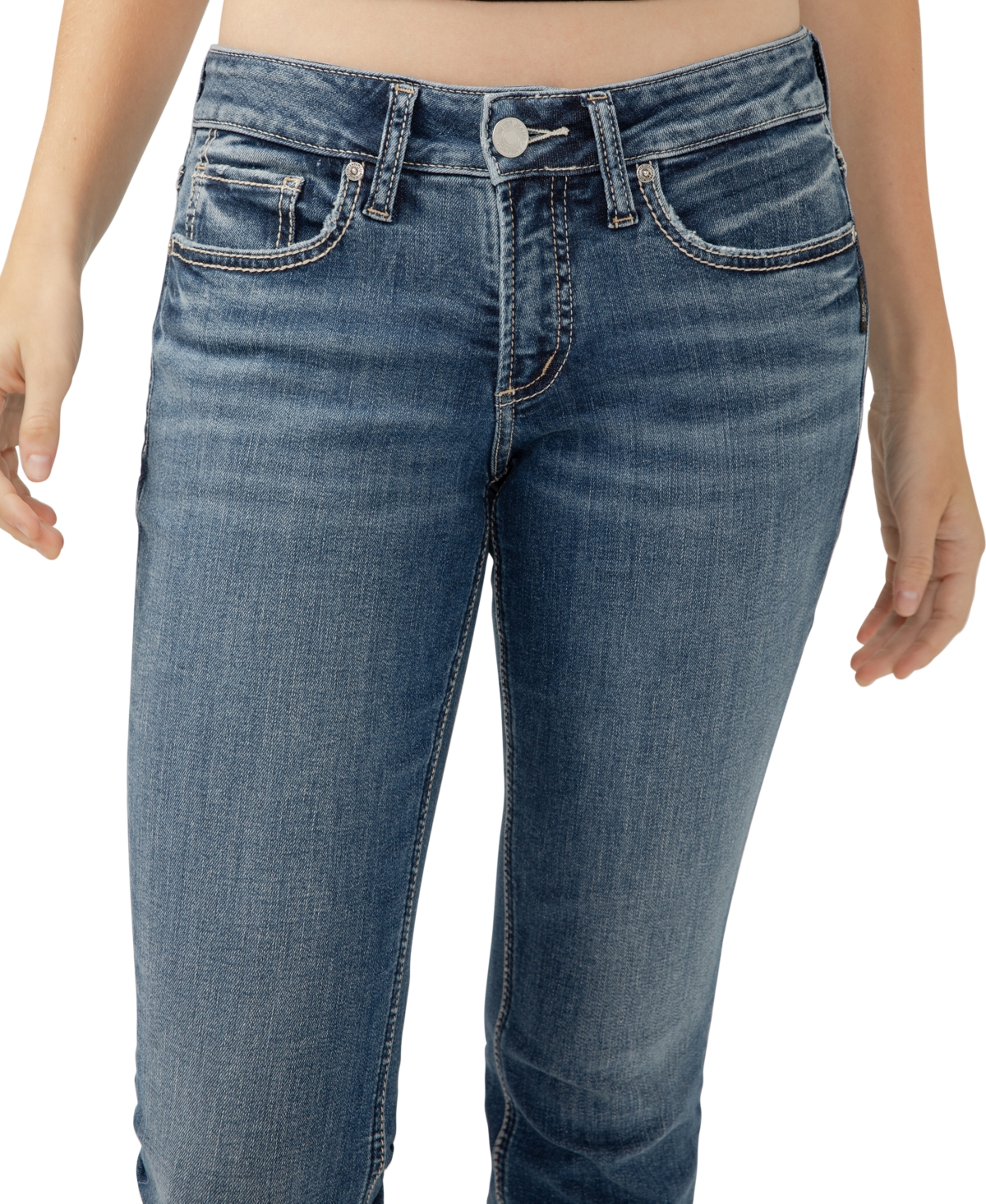 Shop Silver Jeans Co. Women's Britt Low Rise Curvy Fit Capri Jeans In Indigo