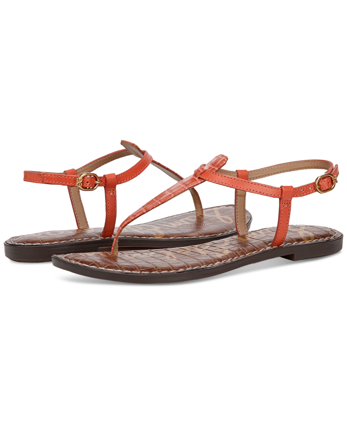 Sam Edelman Gigi Sandal In Orange Sunrise Leather