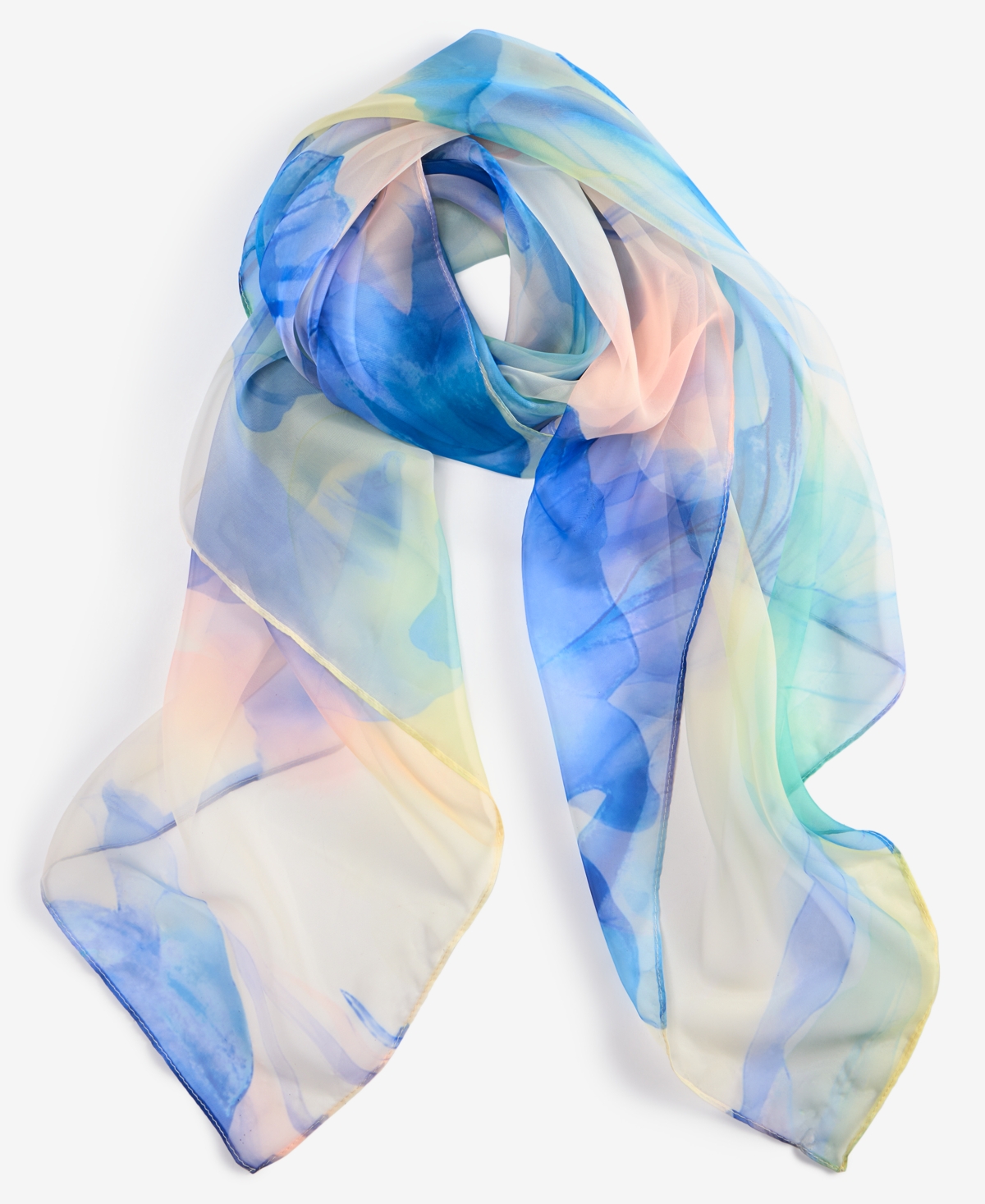 Watercolor Floral Square Scarf, Exclusively at Macy's - Blue