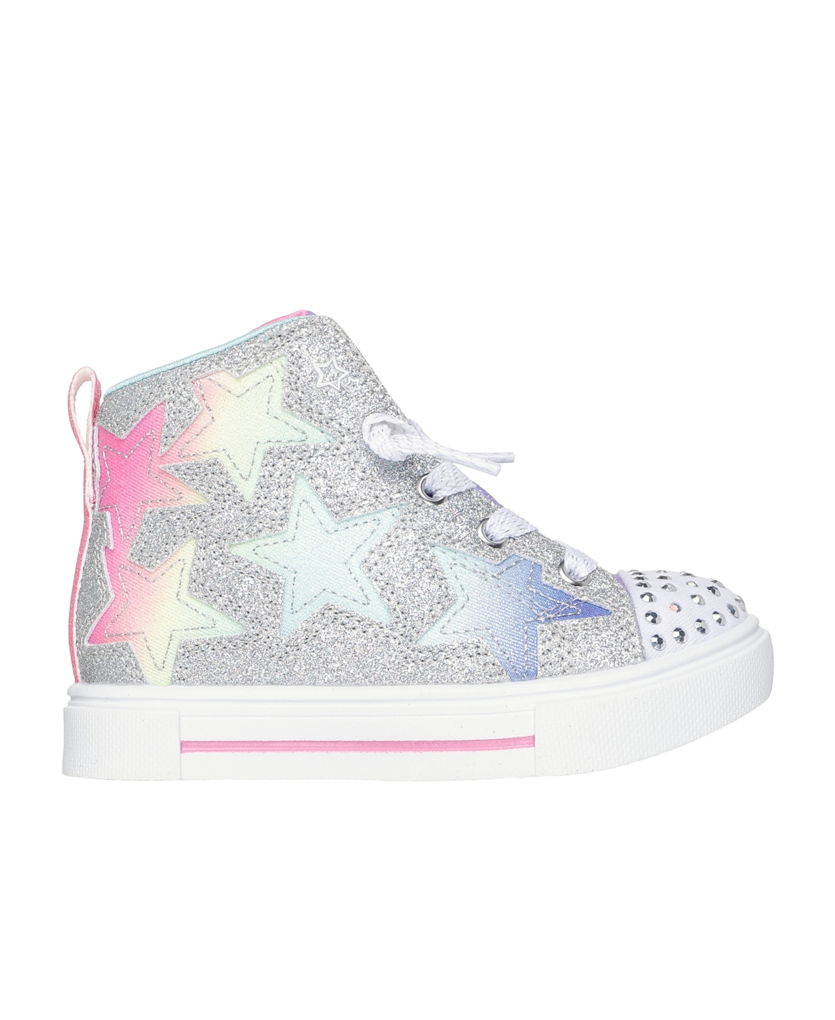 Skechers Toddler Girls Twinkle Toes: Twinkle Sparks Magical Ombre Light-up Casual Sneakers From Finish Line In Silver