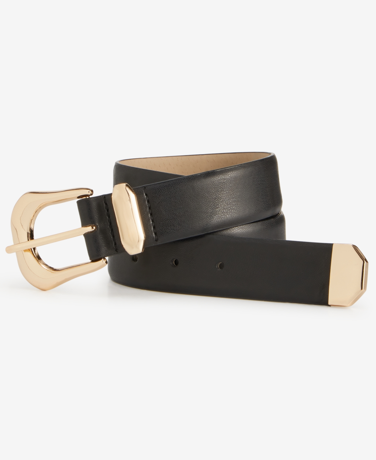 Metal Tip Black Belt, Exclusively at Macy's - White