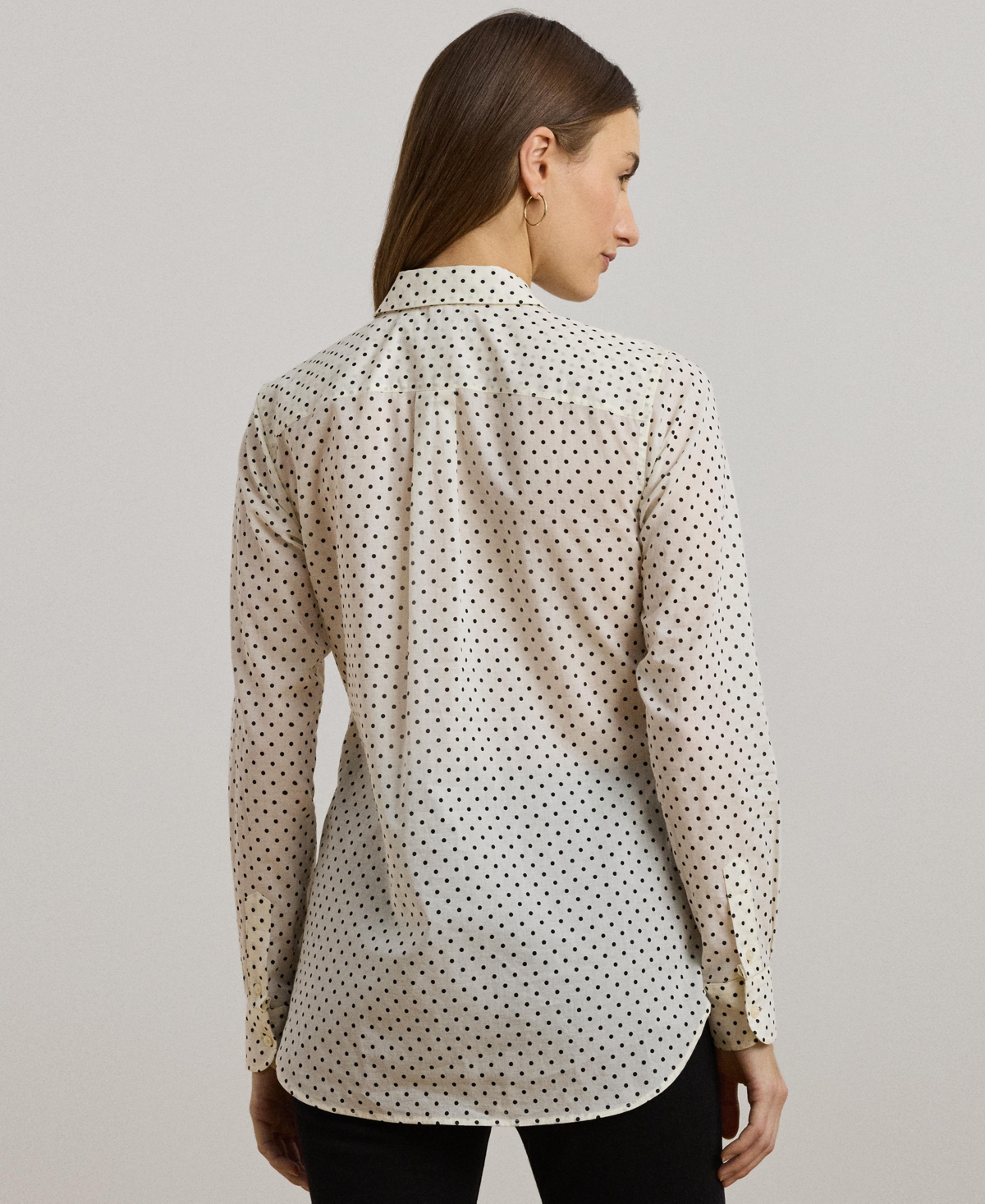 RALPH LAUREN WOMEN'S CLASSIC-FIT POLKA-DOT COTTON VOILE SHIRT 