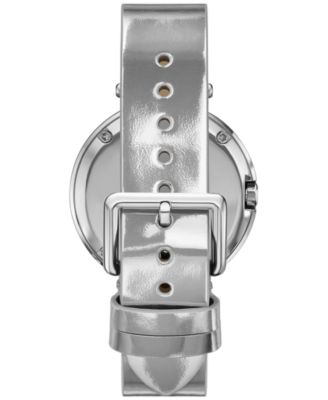 Women's The Pierced Silver Leather Strap Watch 36mm