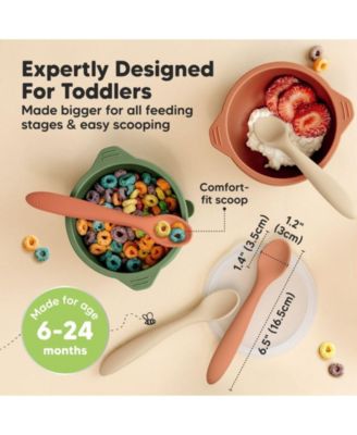 3-Pack Prep Baby Spoons, Silicone Baby Utensils for Self Feeding 6-24 Months, All Stages Baby Feeding Set, BLW Toddler Spoons