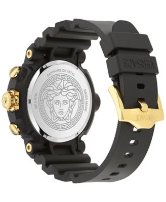 Men's Swiss Chronograph Real Active Black TPU Strap Watch 45mm