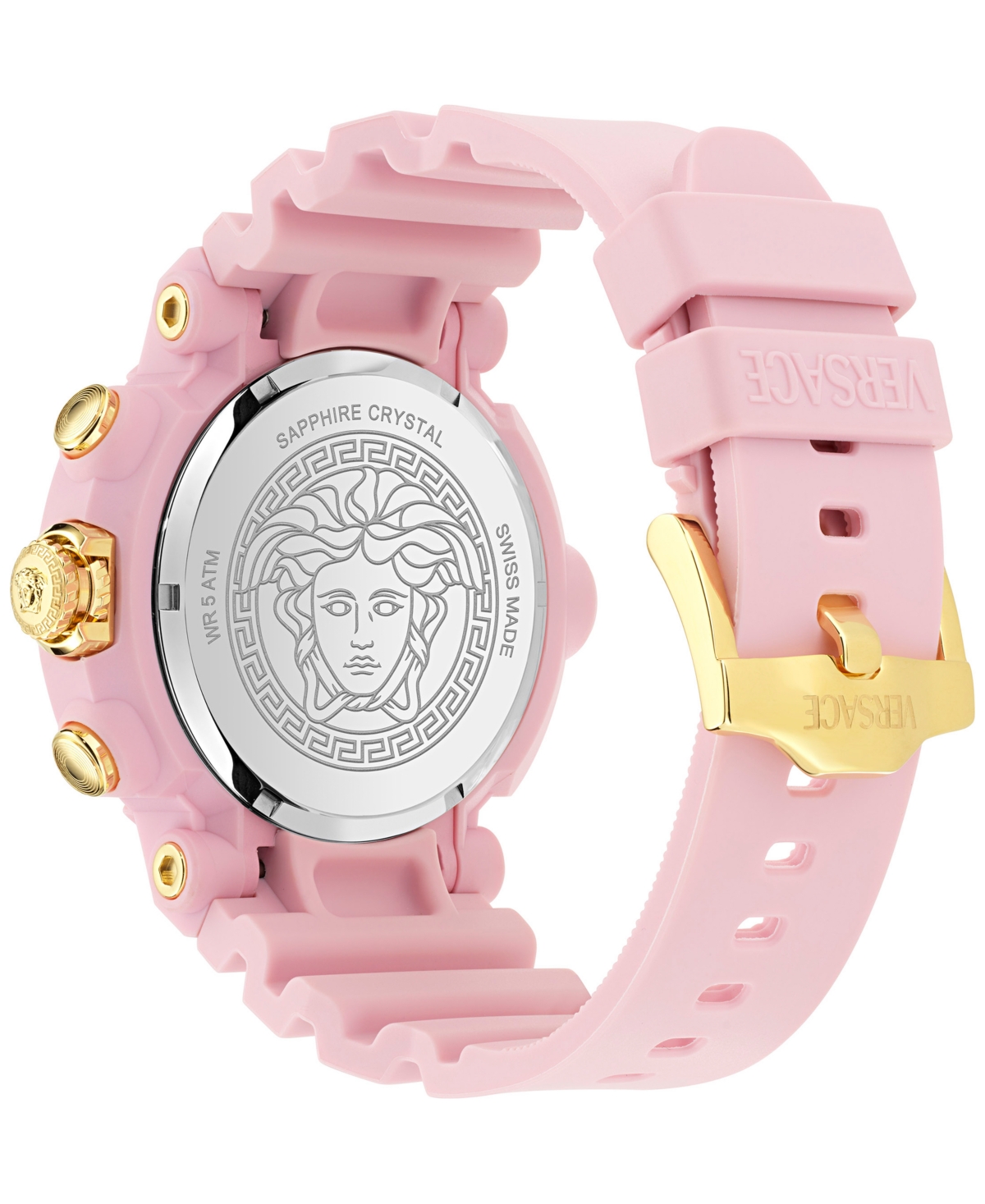 Versace Men's Swiss Chronograph Real Active Pink Tpu Strap Watch 45mm In Pink