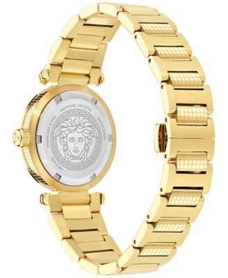 Women's Swiss Greek Gold Ion Plated Bracelet Watch 35mm