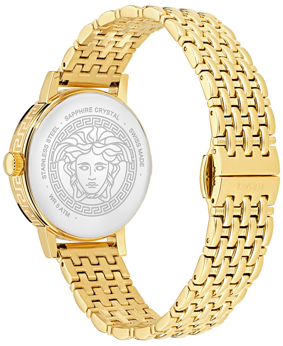 Versace Women's Swiss Greca Fortuna Gold Ion Plated Bracelet Watch 35mm In Gold