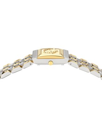 Women's Swiss Reveal Square Two-Tone Stainless Steel Bracelet Watch 18x25mm