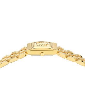 Women's Swiss Reveal Square Gold Ion Plated Bracelet Watch 18x25mm