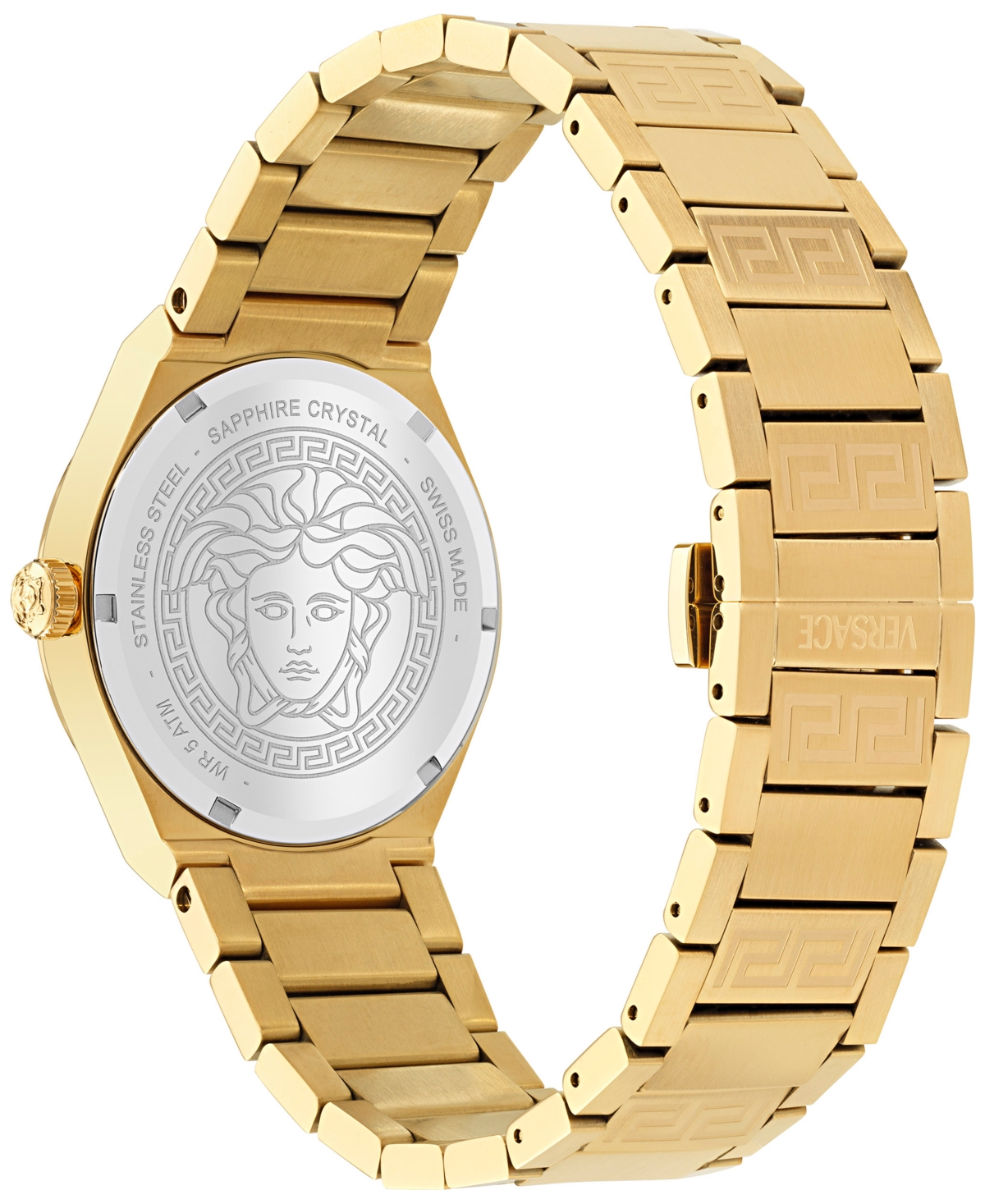 Versace Women's Swiss V-auria Gold Ion Plated Bracelet Watch 39mm In Gold