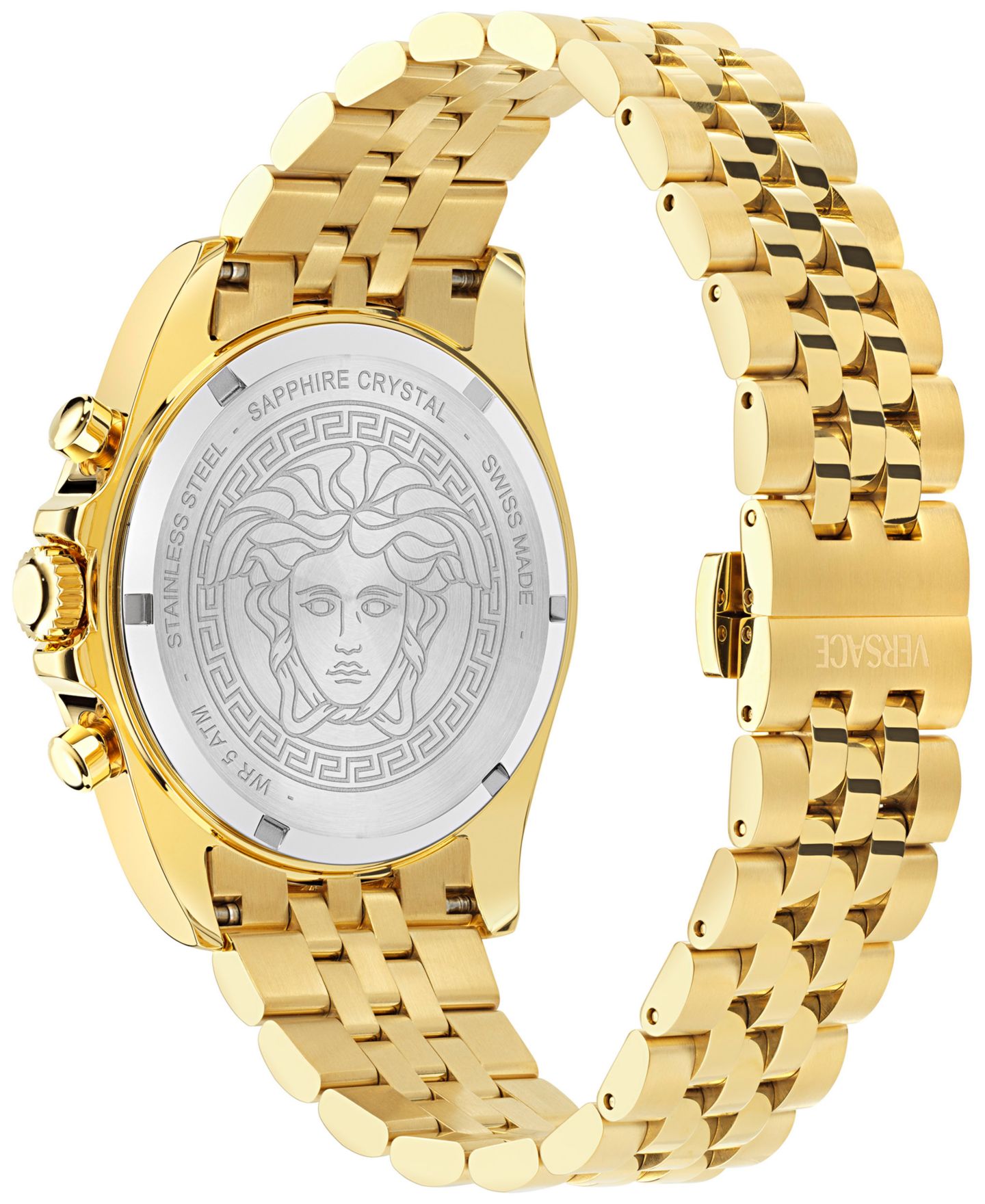 Мужские часы Versace Swiss Chronograph Greca Chrono Wave Gold Ion Plated Bracelet Watch 43mm — фото 3