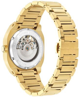 Men's Swiss Automatic V-Contempo GMT Gold Ion Plated Bracelet Watch 40x48mm