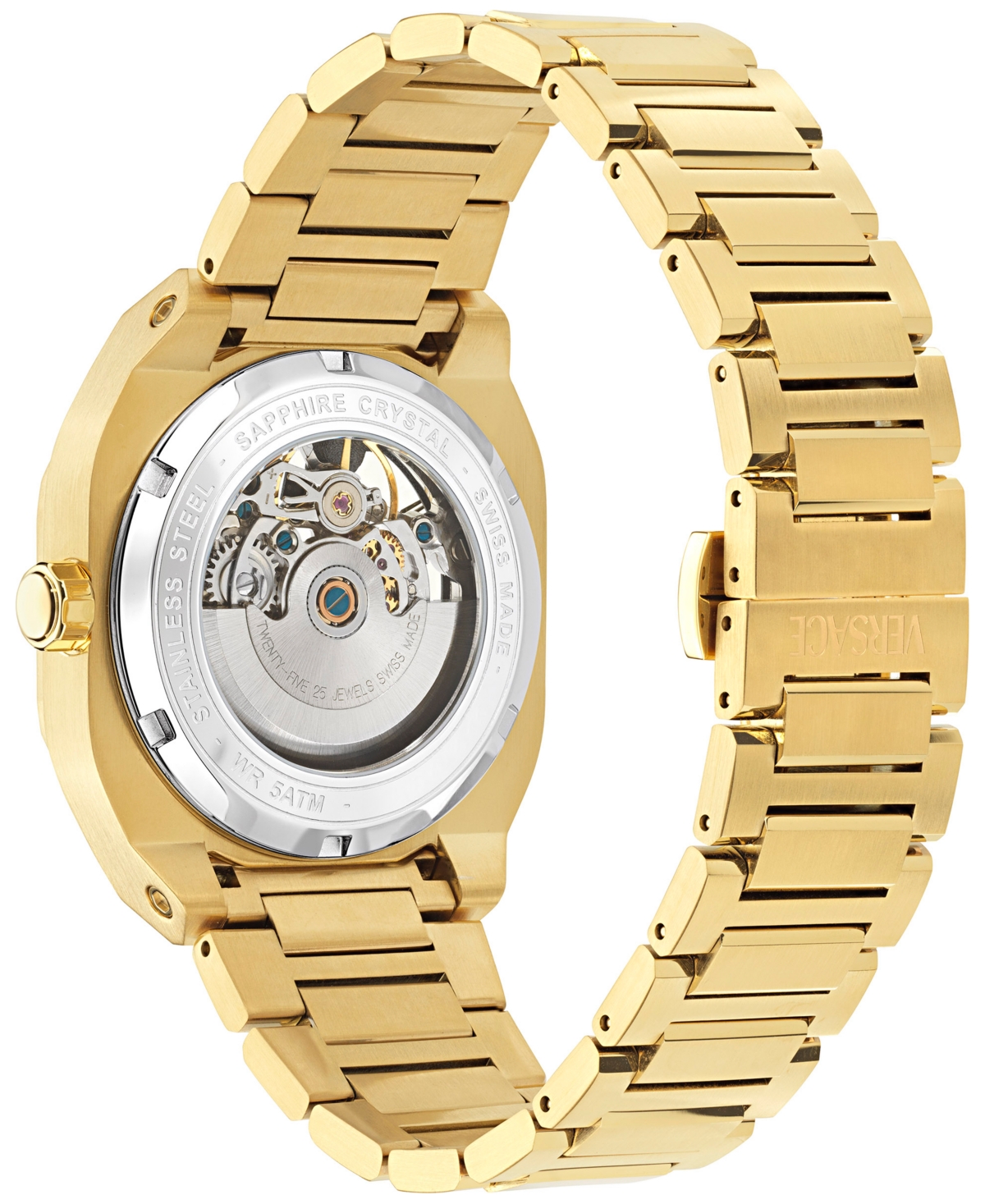 Versace Men's Swiss Automatic V-contempo Gmt Gold Ion Plated Bracelet Watch 40x48mm In Gold