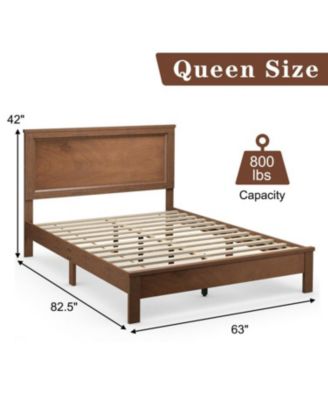 Bed Frame Platform Slat High Headboard Bedroom with Rubber Wood Leg