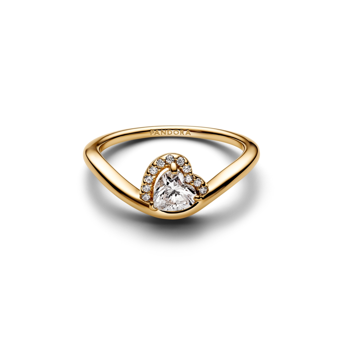 Pandora 14k Gold Plated Wavy Heart Ring In Gold Plated
