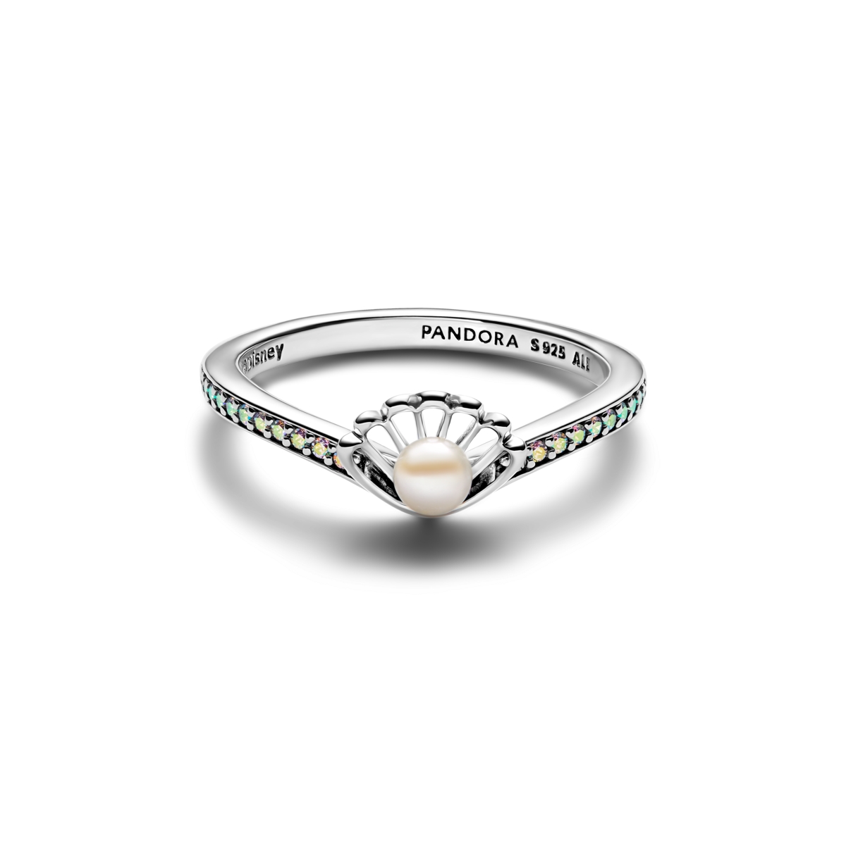 Pandora Disney Princess Ariel Shell Treated Cultured Pearl Ring In Sterling Silver