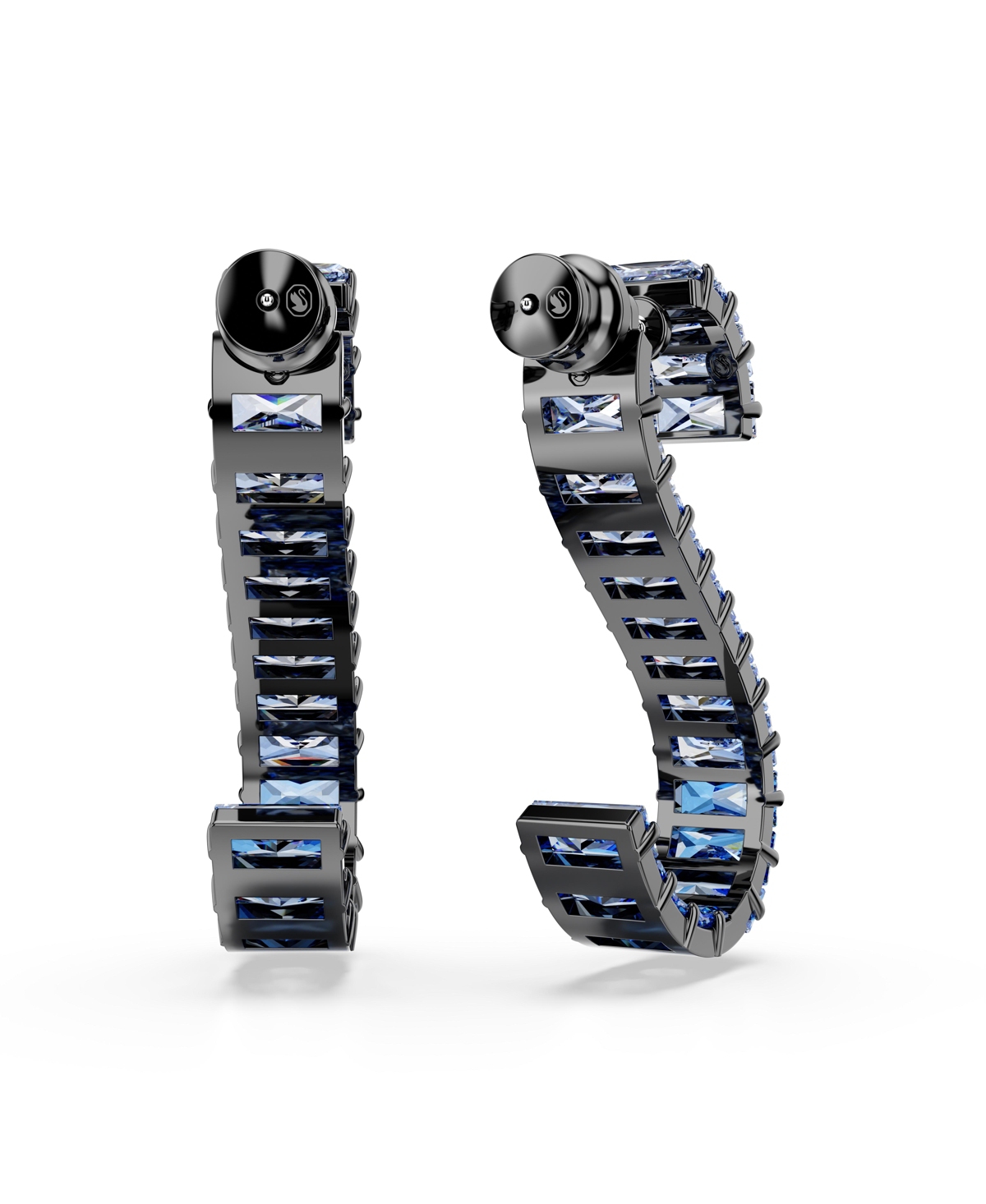Swarovski Matrix Baguette Cut Crystal Drop Earrings In Blue