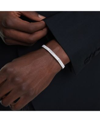 Matrix Baguette Cut White Rhodium Plated Bangle Bracelet