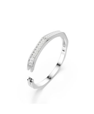 Matrix Baguette Cut White Rhodium Plated Bangle Bracelet