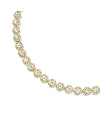 Una Angelic Round Cut White Gold-Tone Plated Tennis Necklace
