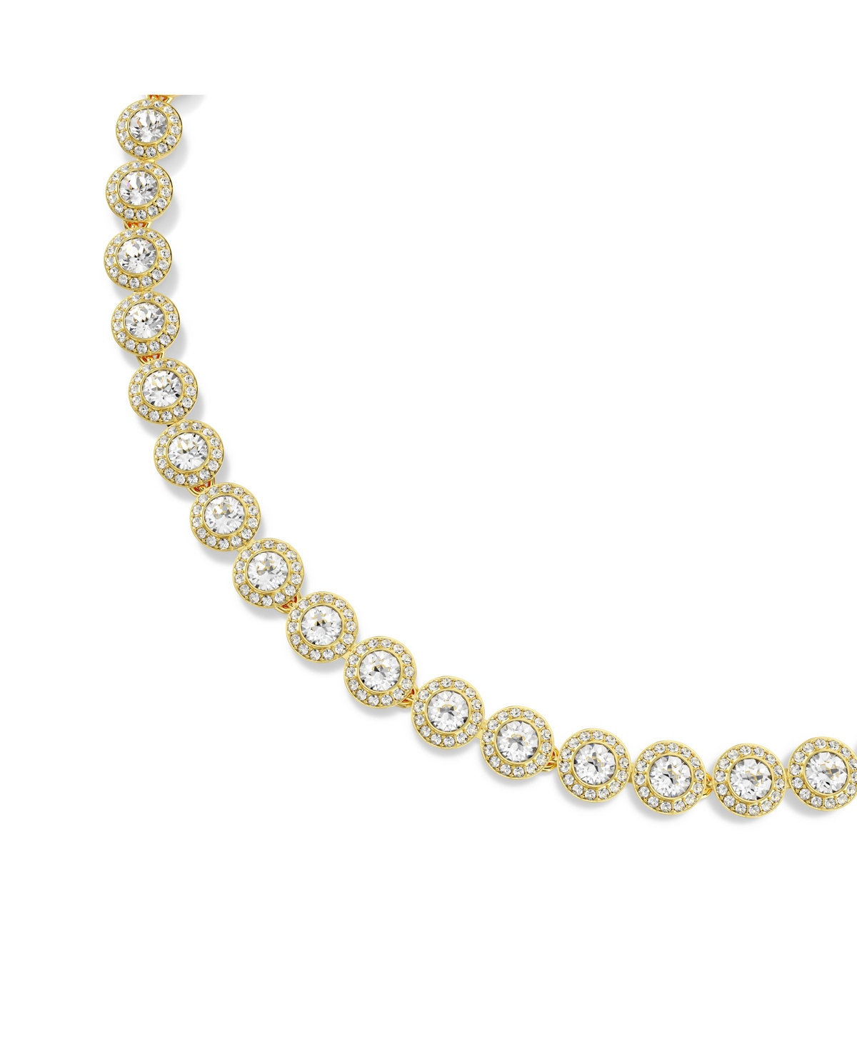 Swarovski Una Angelic Round Cut White Gold-tone Plated Tennis Necklace In Gold