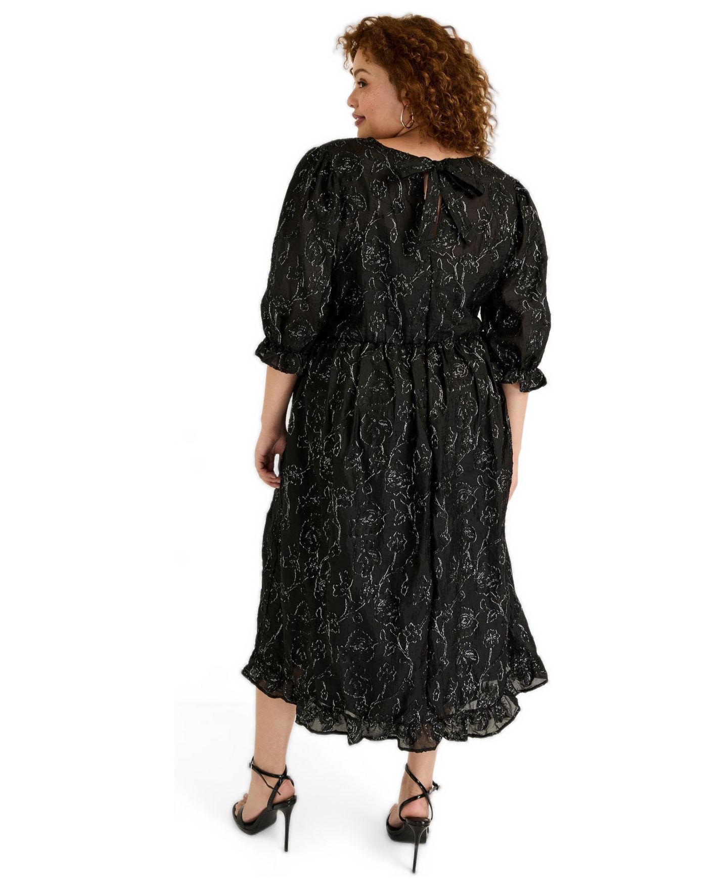Женское платье June & Vie Metallic Jacquard, цвет: Чёрный оникс — фото 2