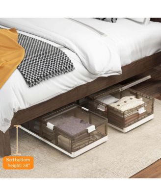 2 Pack 26.5 Gal Under Bed Storage Containers with Wheels Double Opening Lids