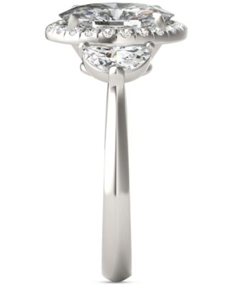 Moissanite Oval Halo Three Stone Ring (3-3/4 ct. t.w.) in 14K White Gold