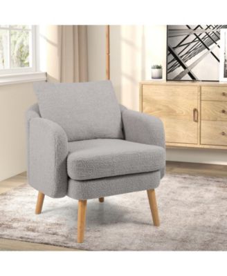 Sherpa Accent Chair Modern Living Room Chair with Seat Cushion
