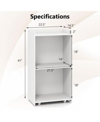 Rolling Podium Stand with 2 Shelves and Lockable Wheels
