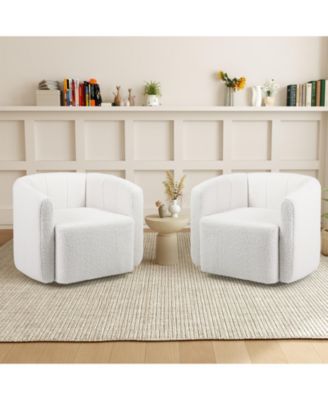 Modern Upholstered Sherpa Accent Chair with Curved Backrest and Armrests