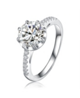 Sterling Silver White Gold Plated with Clear Cubic Zirconia Solitaire Ring - White