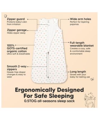 2-Pack Snooze Baby Sleep Sacks, Cotton Wearable Blanket, Soft Toddler Sleeping Bag, Smooth Zipper