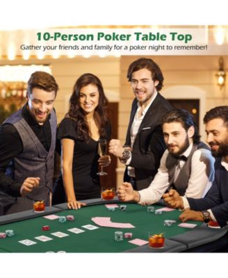 Portable 84 x 42 Inch 10-Player Foldable Padded Poker Table Top-Green