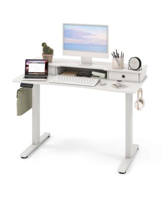 48"x 24" Electric Standing Desk with 2 Drawers Monitor Stand Storage Shelf