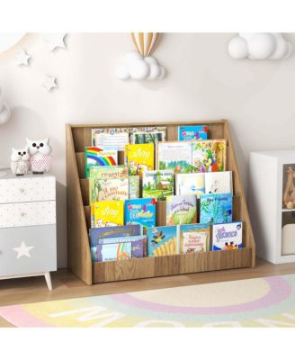 5 Tier Kids Bookshelf with Anti-Tipping Device Kids-friendly Height for Bedroom