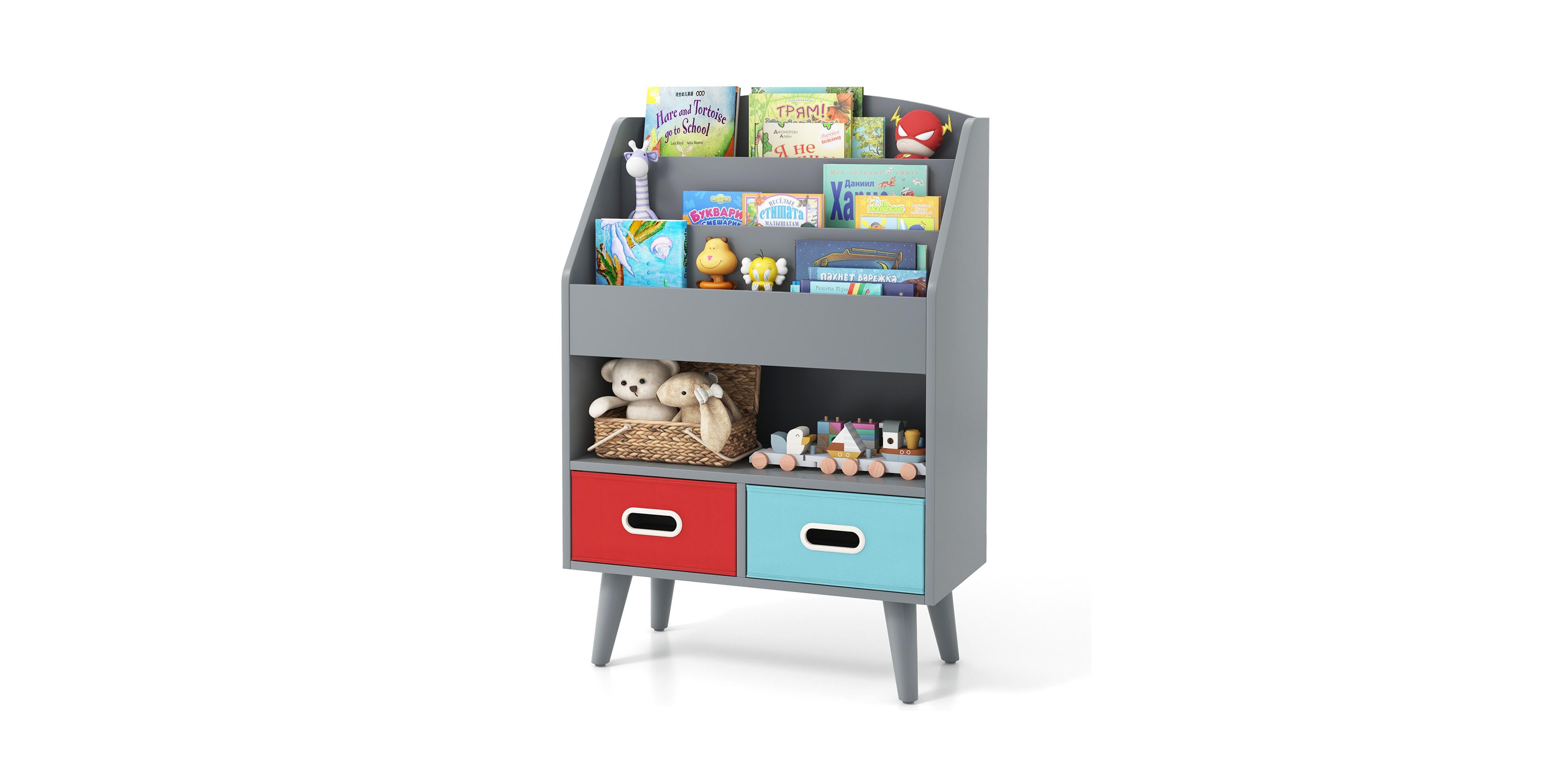 Kids Bookshelf with Open Compartment for Toddlers Easy Access to Books and Toys
