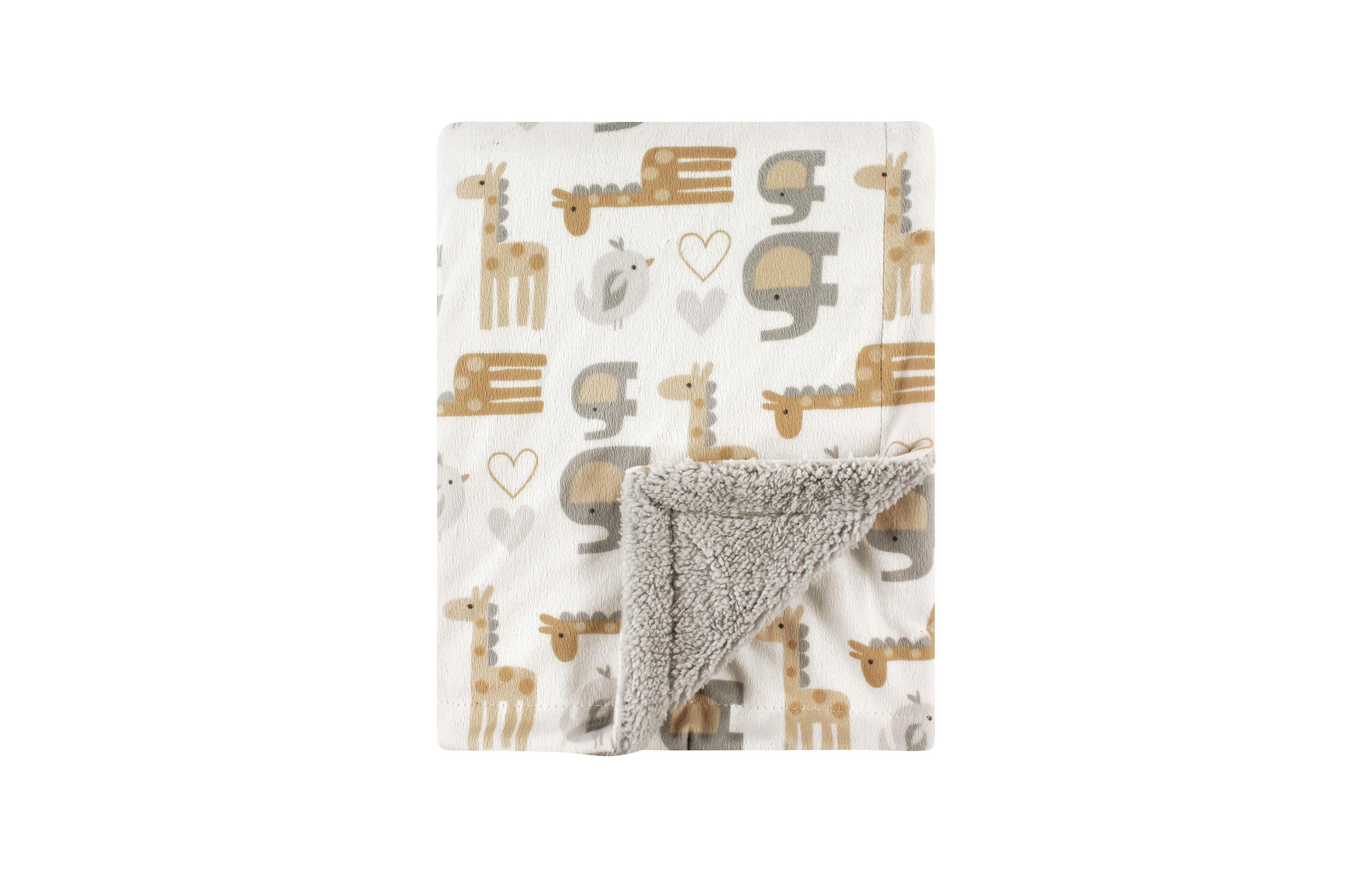 Luvable Friends Baby Girl Plush Blanket with Faux Shearling Back