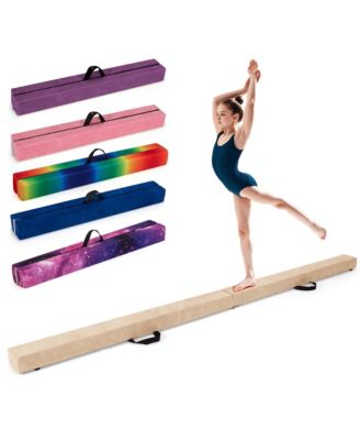 8 FT Folding Gymnastic Beam with Anti-slip Base Pine Wood Frame Carrying Handle