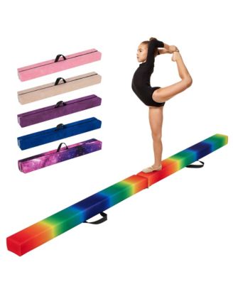 8 FT Folding Gymnastic Beam with Anti-slip Base Pine Wood Frame Carrying Handle