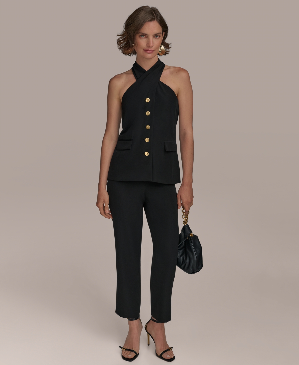DONNA KARAN WOMEN'S HALTER VEST, REGULAR & PETITE 