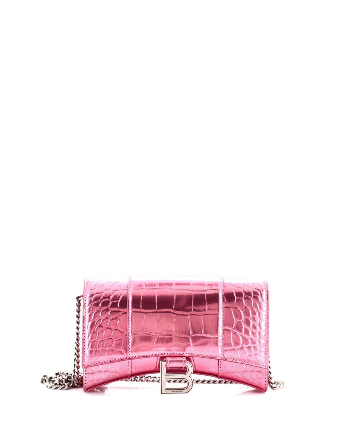 Hourglass Chain Crossbody Bag Leather - Pink