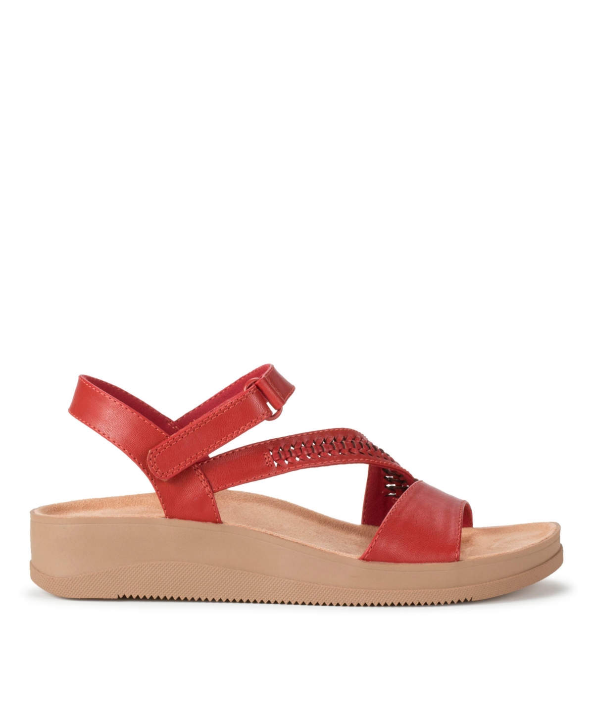 Shop Baretraps Women's Frolick Asymmetrical Wedge Sandals In Cherry Red