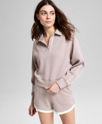 And Now This - Women's Johnny Collar Scuba Top, Exclusively at Macy's