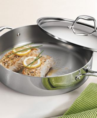 Signature 6-Quart Tri-Ply Clad Stainless Steel Saute Pan with Lid
